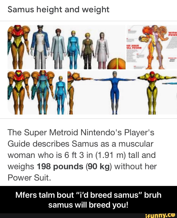 Samus Height And Weight The Super Metroid Nintendo S Player S Guide Describes Samus As A Muscular Woman