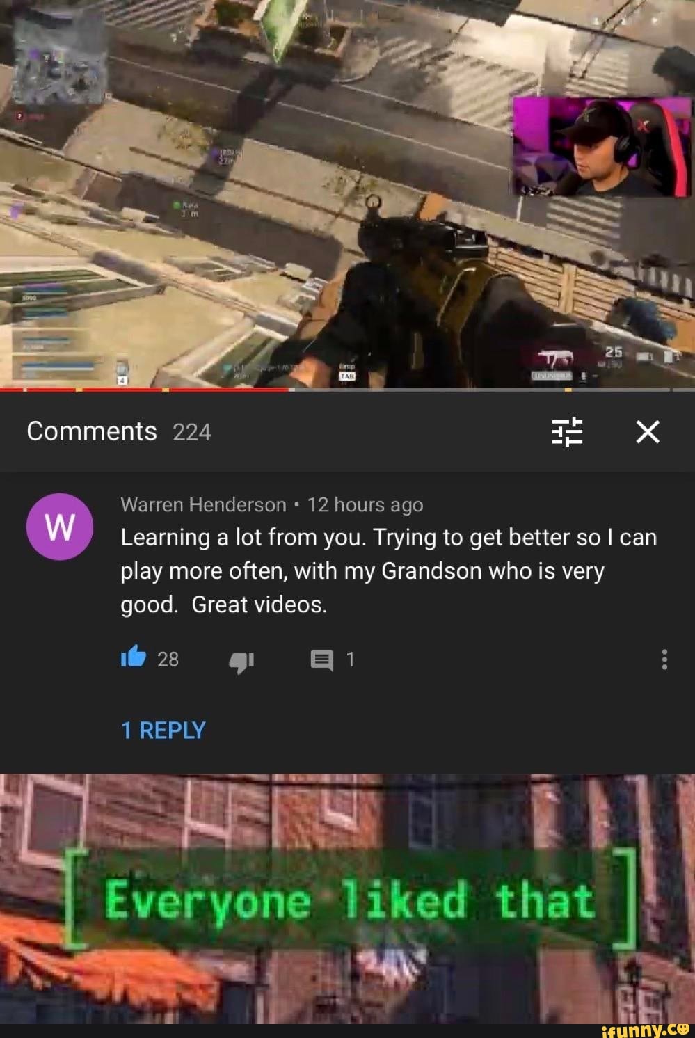 Comments 224 =
Warren Henderson * 12 hours ago
ww Learning a lot from you. Trying to get better so I can play more often, with my Grandson who is very good. Great videos.
1 REPLY
Ce !
Everyone*liked that