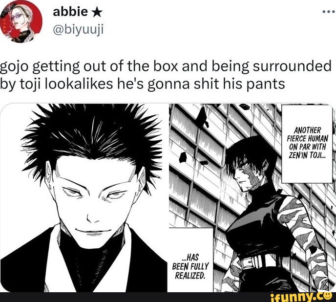 Abbiex @biyuuji gojo getting out of the box and being surrounded by ...