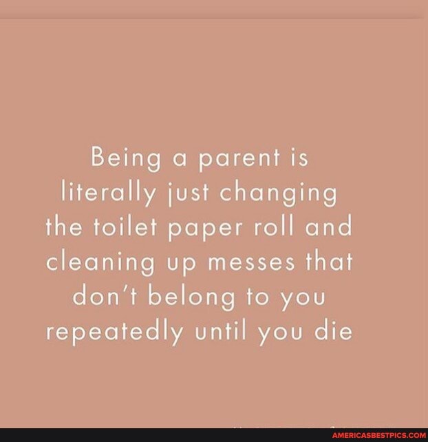 Being a parent is literally just changing the toilet paper roll and cleaning up messes that don't belong to you repeatedly until you die