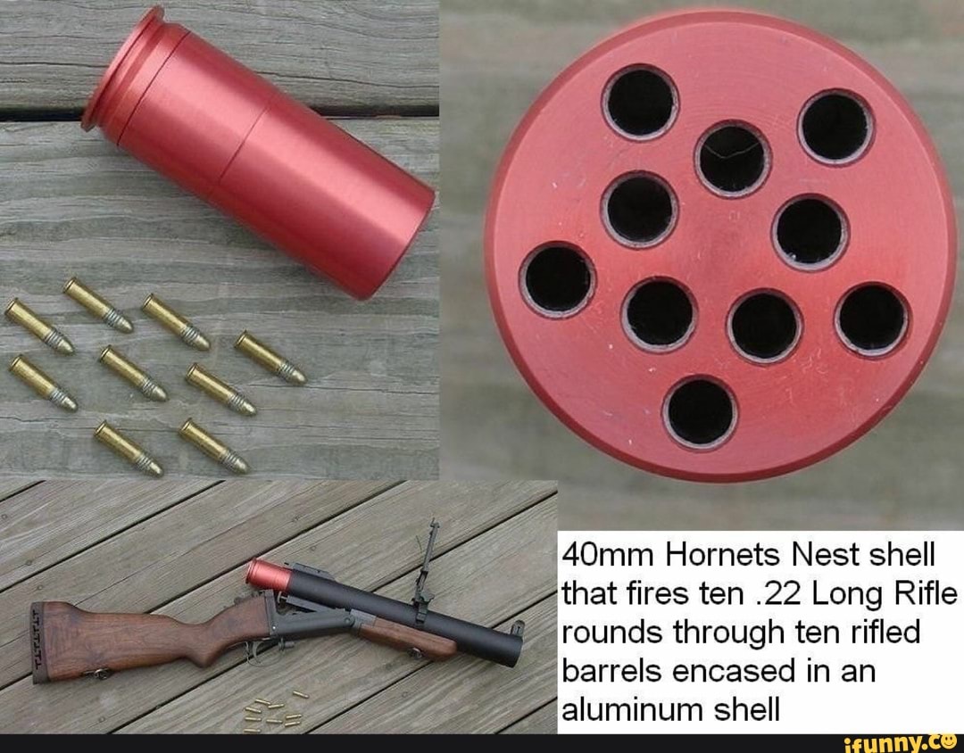 SASs SS SS 40mm Nest shell that fires ten .22 Long Rifle rounds