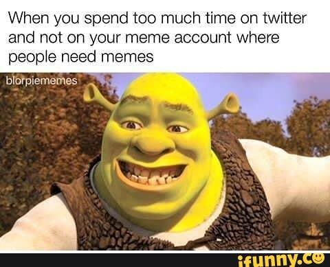 When you spend too much time on twitter and not on your meme account where people need memes