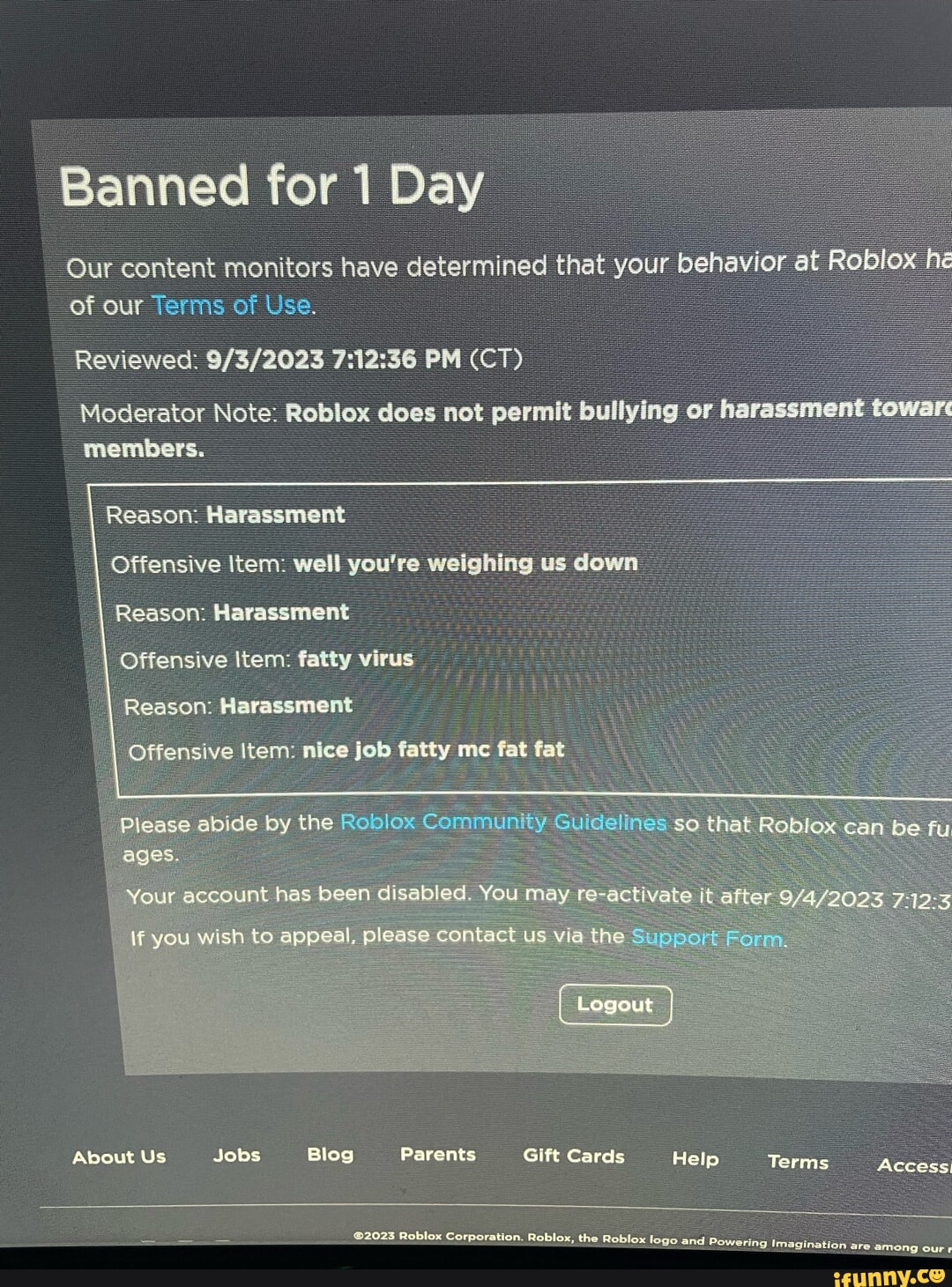 It got real es Banned for 1 Day Our content monitors have