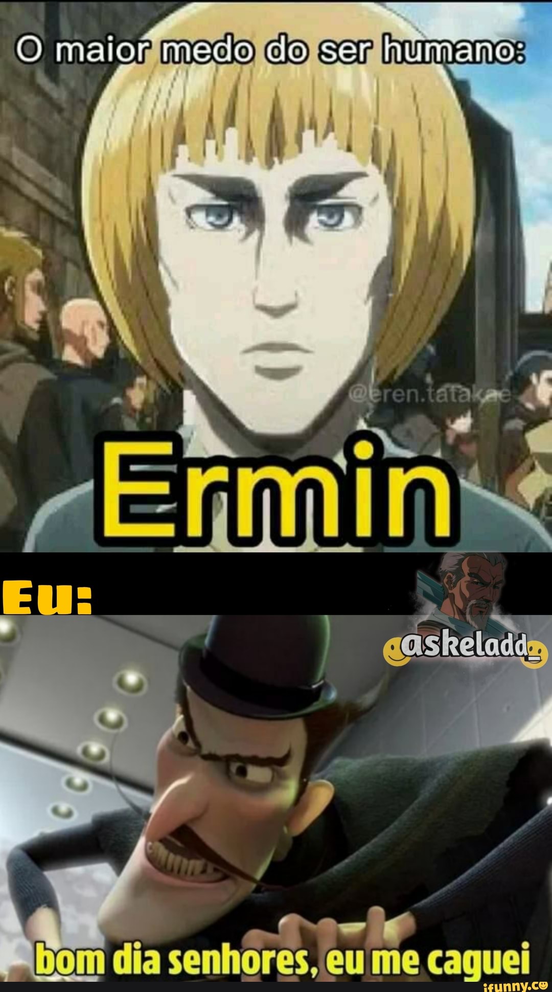 O maior medo do ser humano:
bom dia senhores, eu me caguei