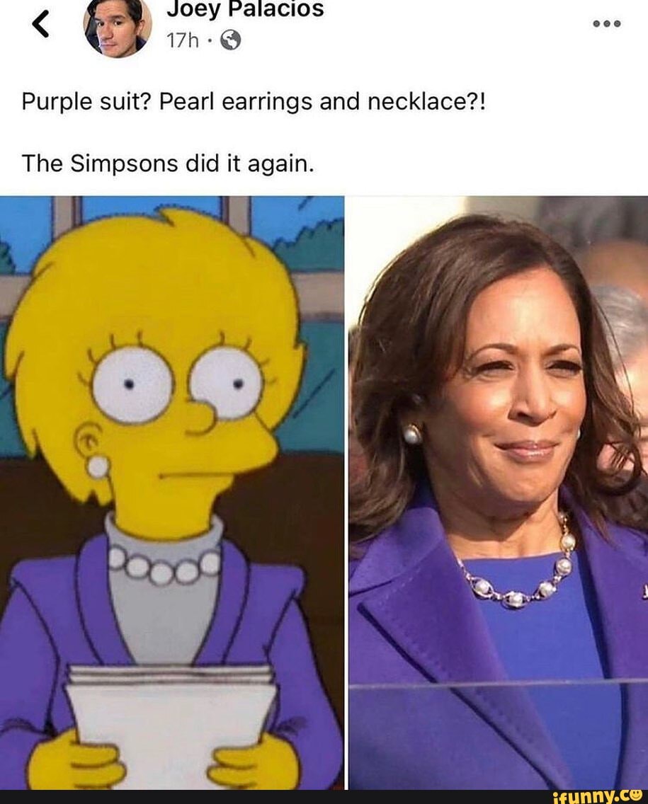 JOCY
Palaclos
Purple suit? Pearl earrings and necklace?!
The Simpsons did it again.