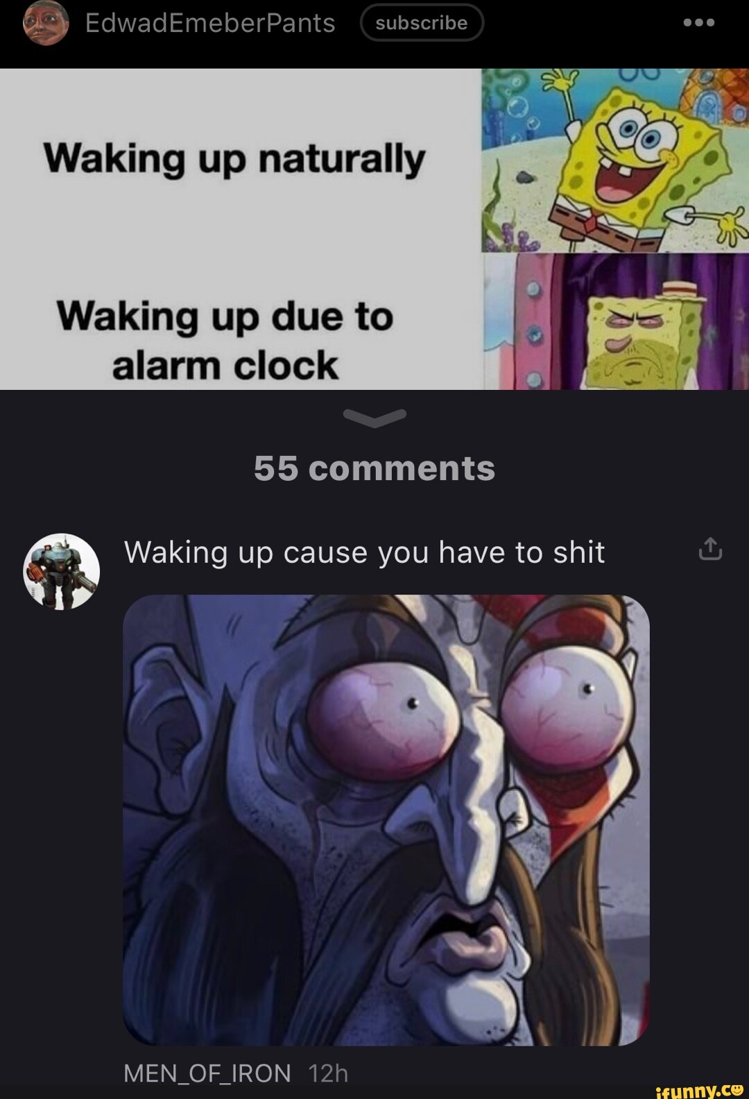 EdwadEmeberPants subscribe Waking up naturally Waking up due to alarm