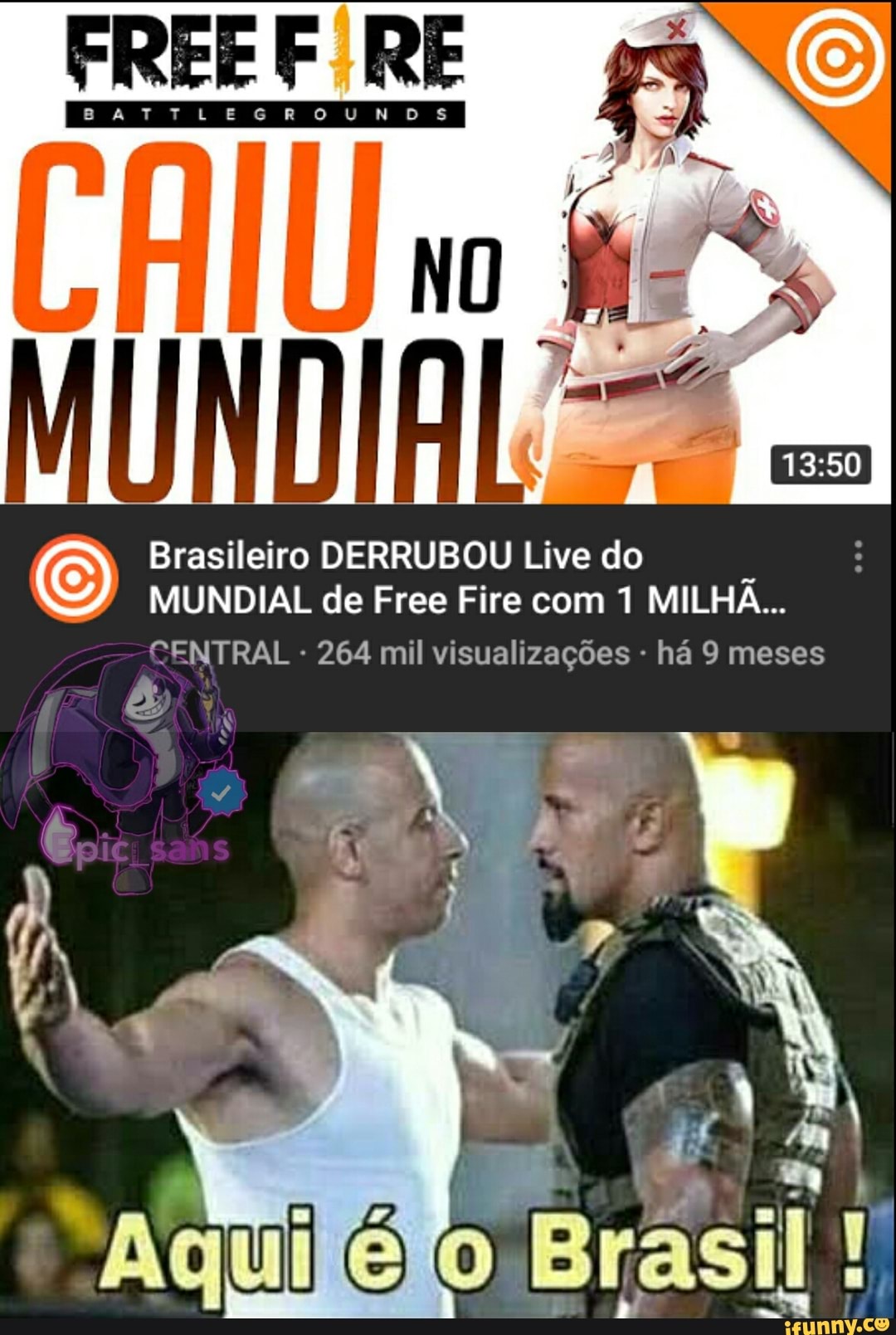 FREE F RE NOS
NO)
Brasileiro DERRUBOU Live do
MUNDIAL de Free Fire com 1 MILHA...
CENTRAL - 264 mil visualizações - há 9 meses