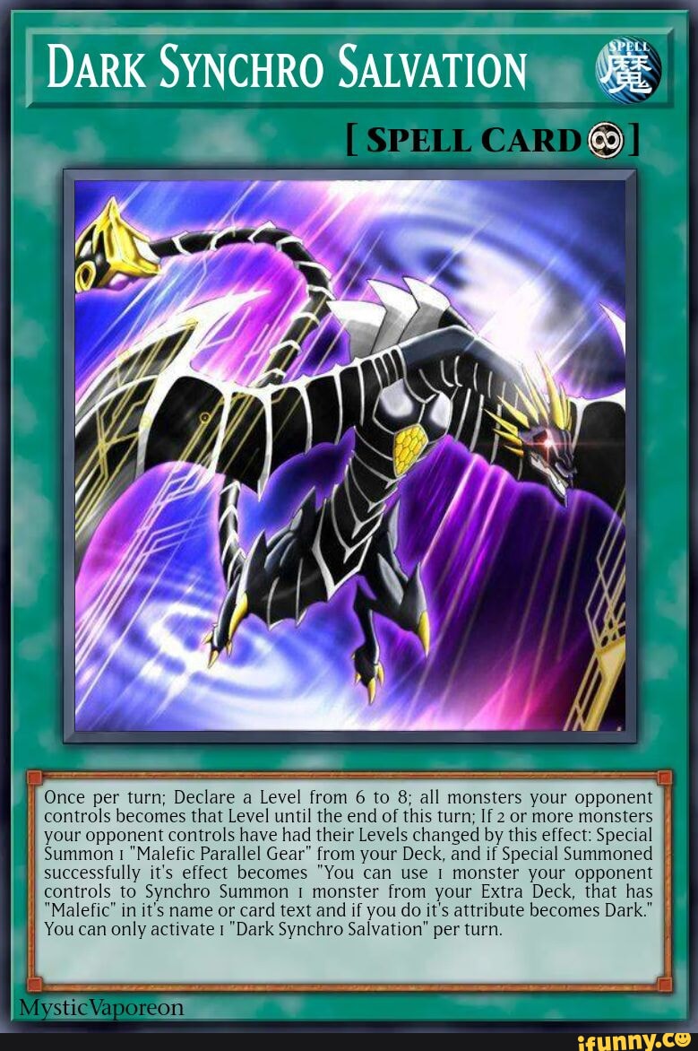DARK SYNCHRO SALVATION SPELL CARDS] Once per turn; Declare a Level from 6  to 8; all