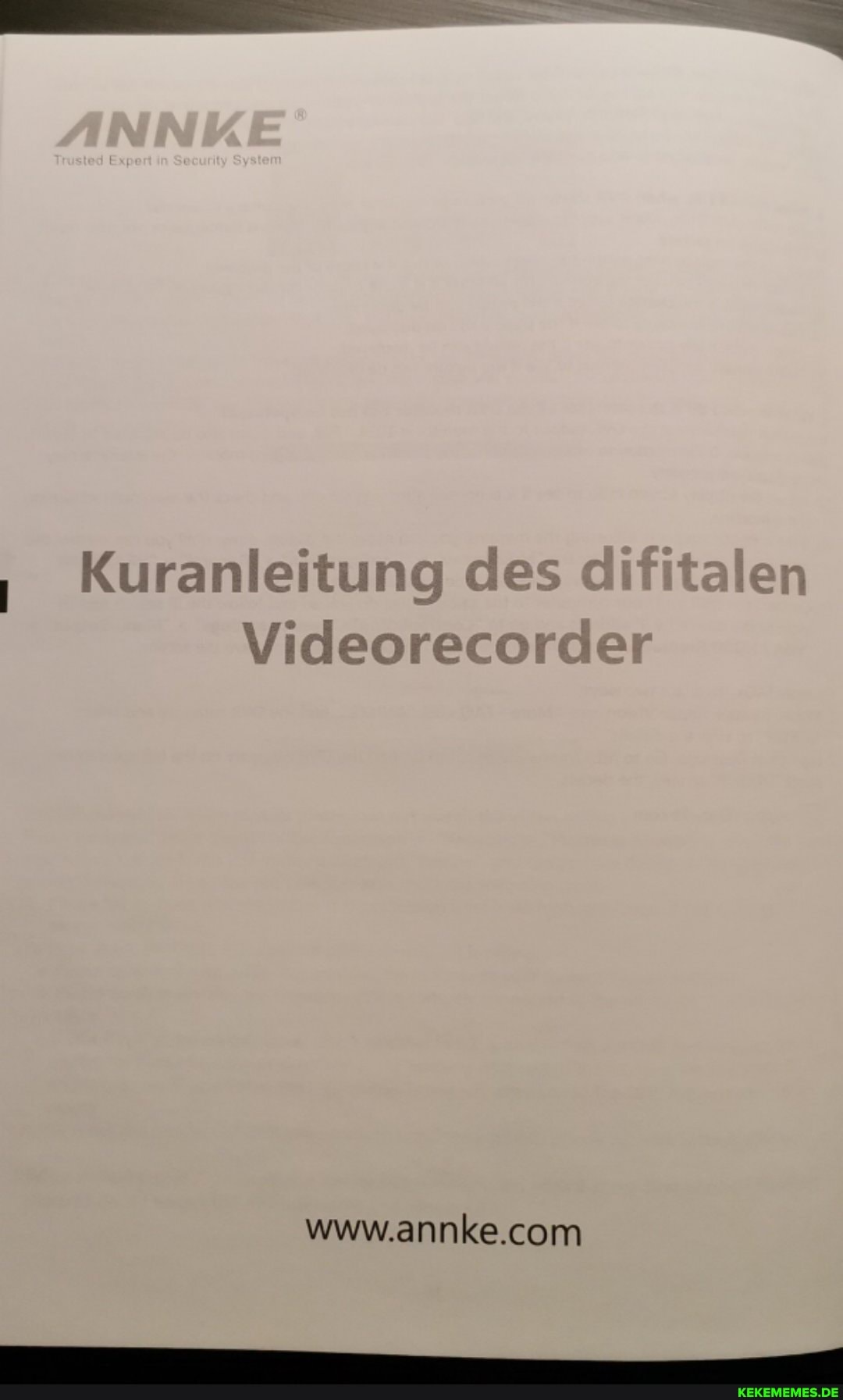 Kuranleitung des difitalen
Videorecorder