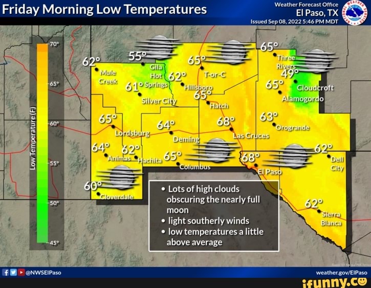Weather Forecast Office Friday Morning Low Temperatures Paso, TX Issued