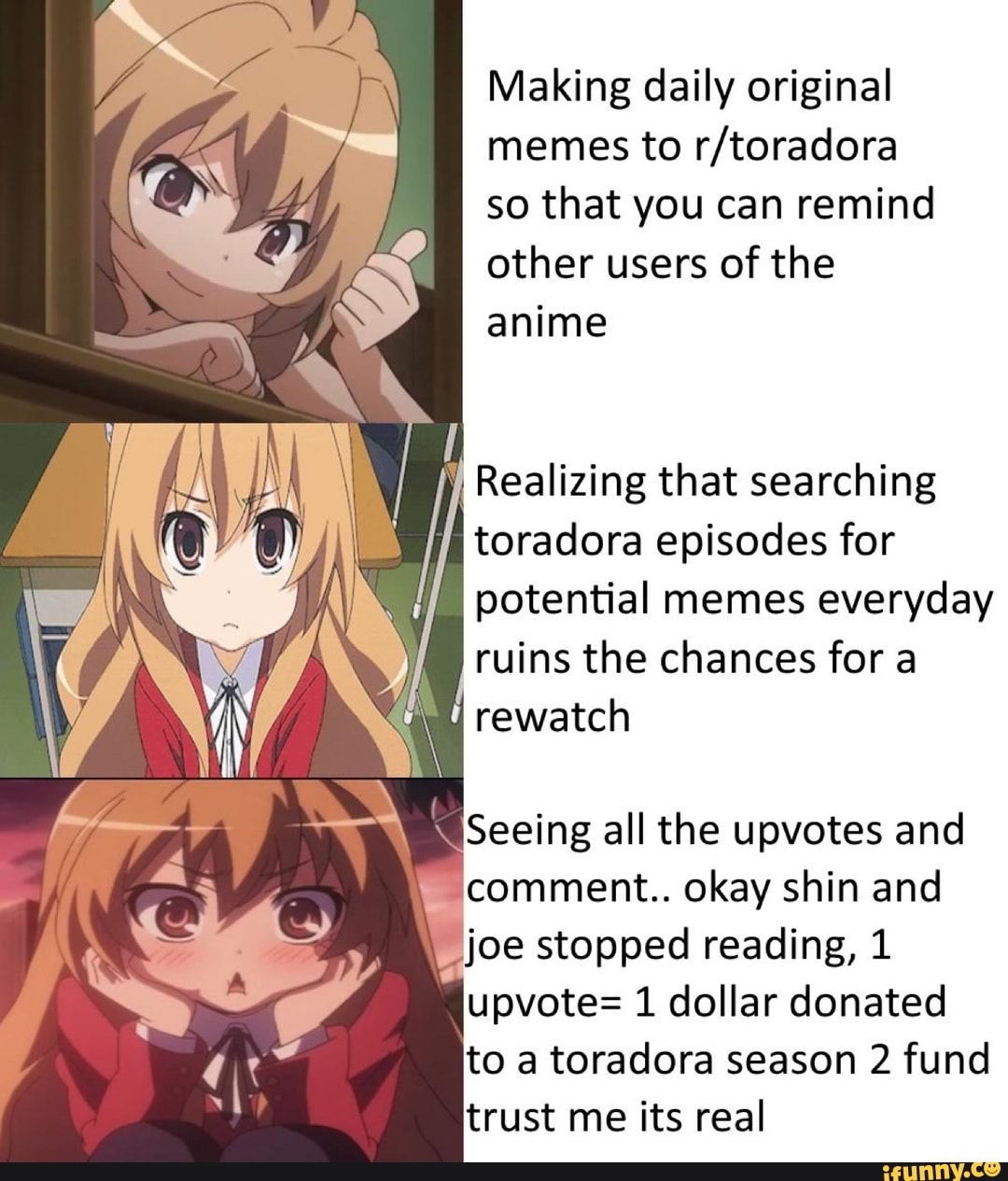 Day 3 of making bad anime memes from different series until I run out  (Toradora) : r/animememes