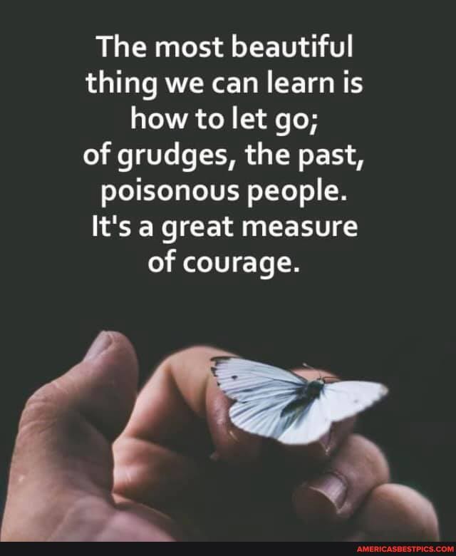 The most beautiful thing we can learn is how to let go; of grudges, the past, poisonous people.
It's a great measure of courage.