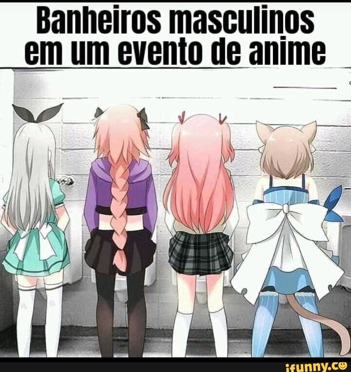 Banheiros masculinos em um evento de anime