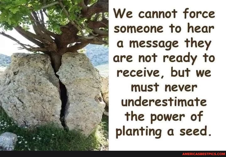 We cannot force someone to hear a message they are not ready to receive, but we must never underestimate the power of planting a seed.