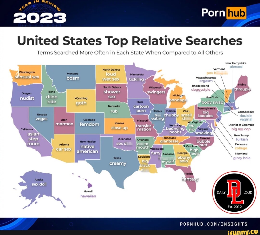 Porn United States Top Relative Searches Terms Searched More Often in Each  State When Compared to