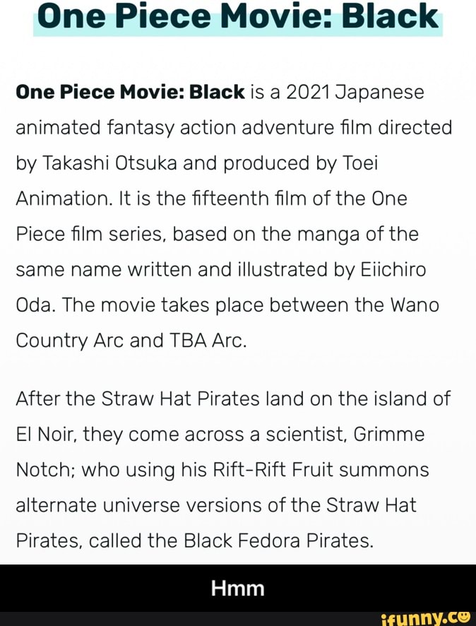 One Piece Movie Black One Piece Movie Black Is A 21 Japanese Animated Fantasy Action Adventure