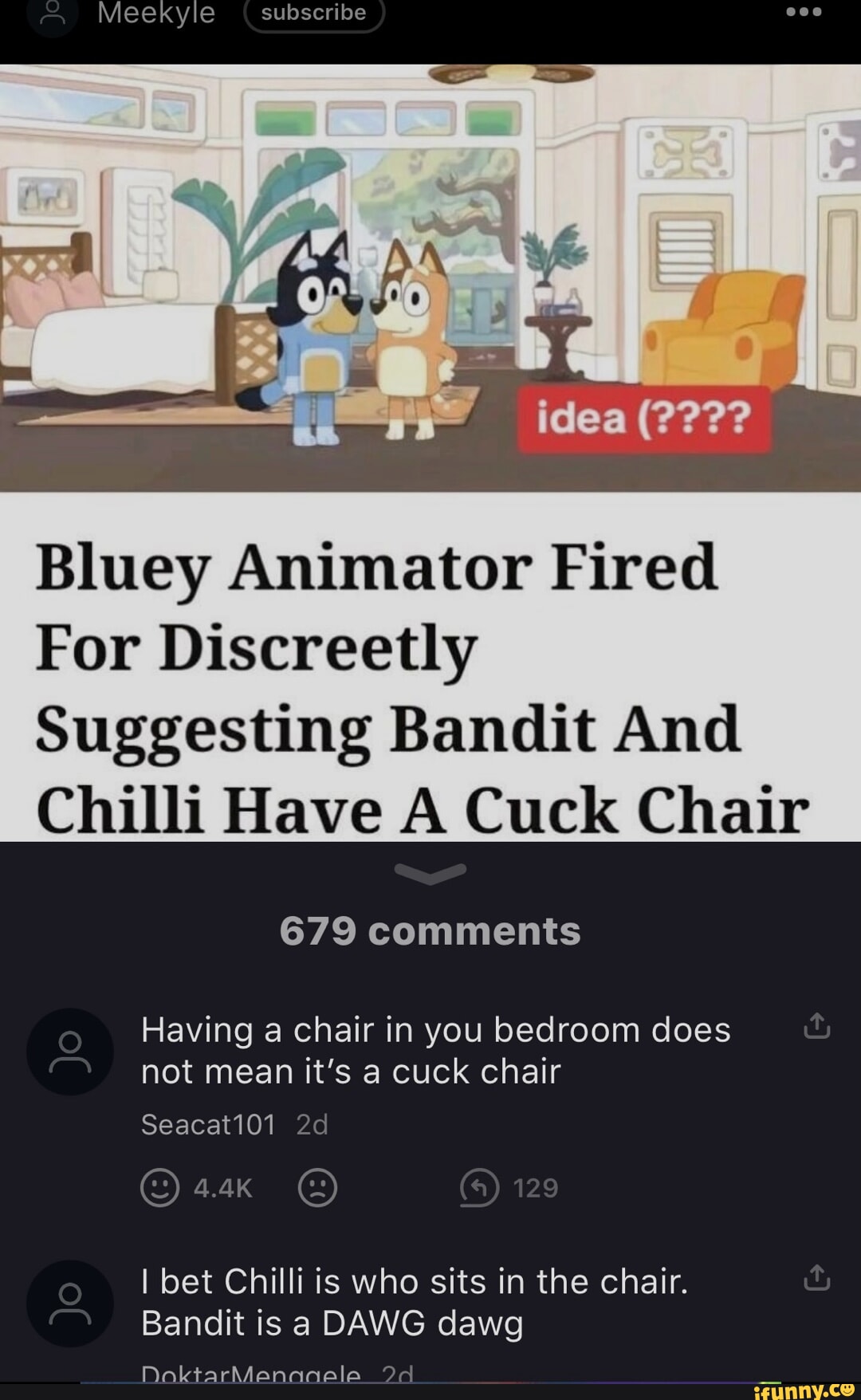 Meekyle subscribe Bluey Animator Fired For Discreetly Suggesting Bandit