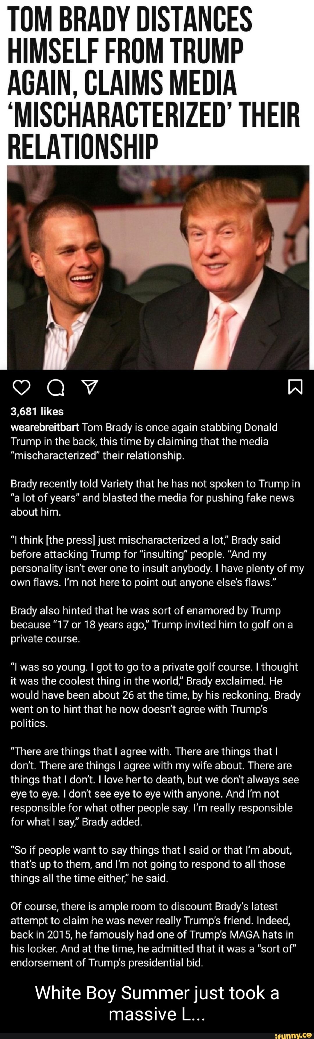 Donald Trump: Tom Brady says I'm the greatest