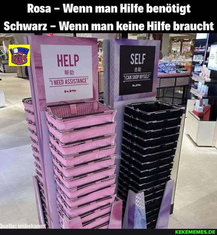 Rosa - Wenn man Hilfe benötigt
Schwarz - Wenn man keine Hilfe braucht