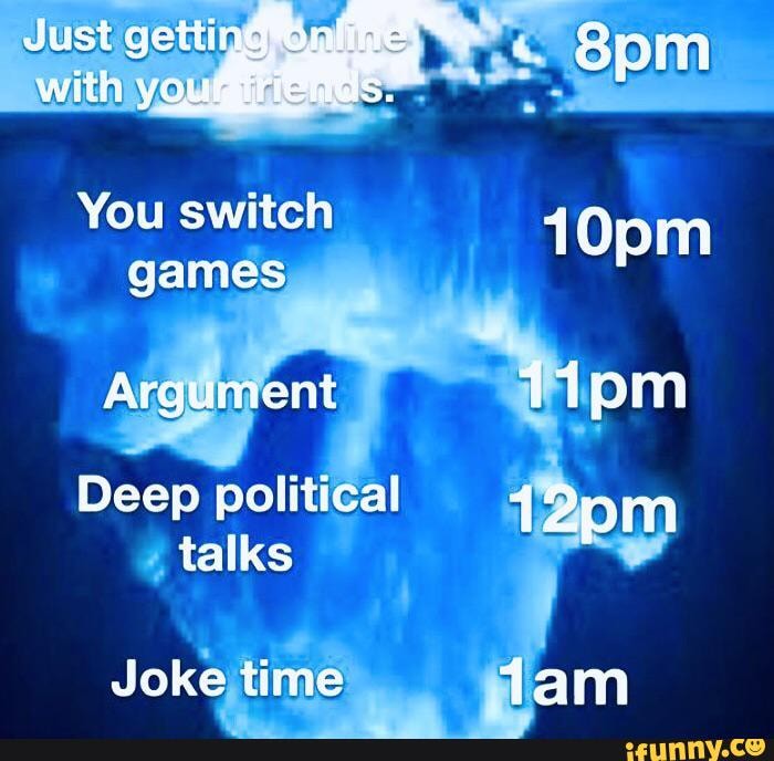 Just m
with you
You switch 10pm games
Argument pm
Deep political talks 12pm talks
Joke time dam