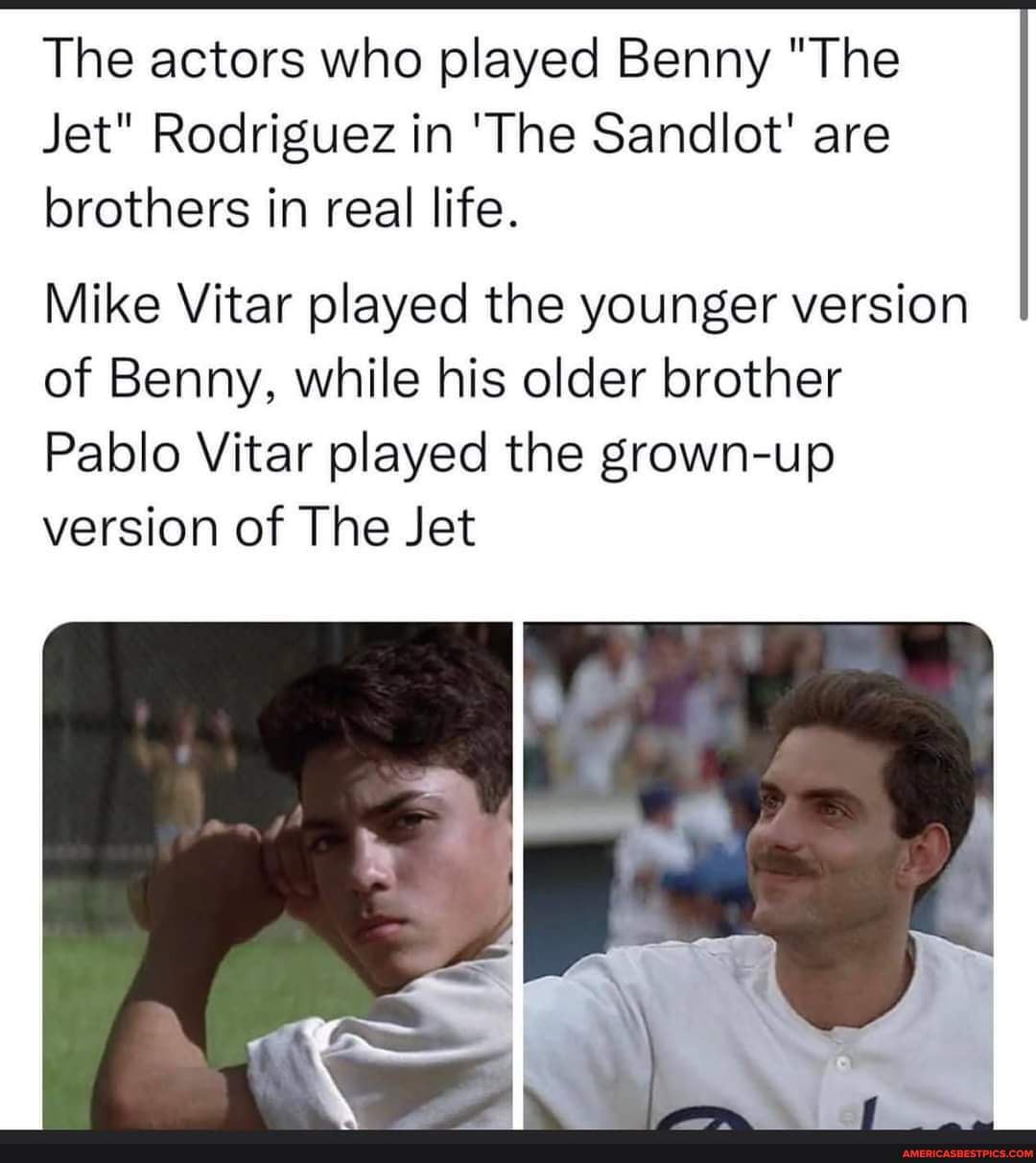 In The Sandlot (1993), the actor who plays Benny Rodriguez as an adult is  Pablo Vitar, the IRL big brother of young Benny's actor, Mike Vitar. :  r/MovieDetails