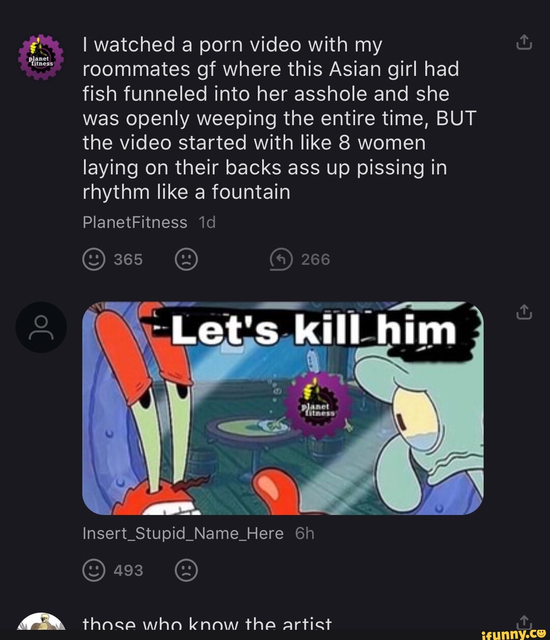 I watched a porn video with my roommates of where this Asian girl had fish  funneled