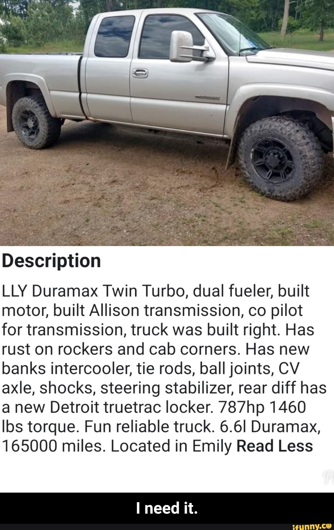 Description LLY Duramax Twin Turbo, dual fueler, built motor, built