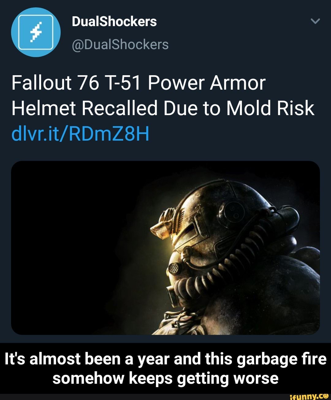 DualShockers Fallout 76 T51 Power Armor Helmet Recalled