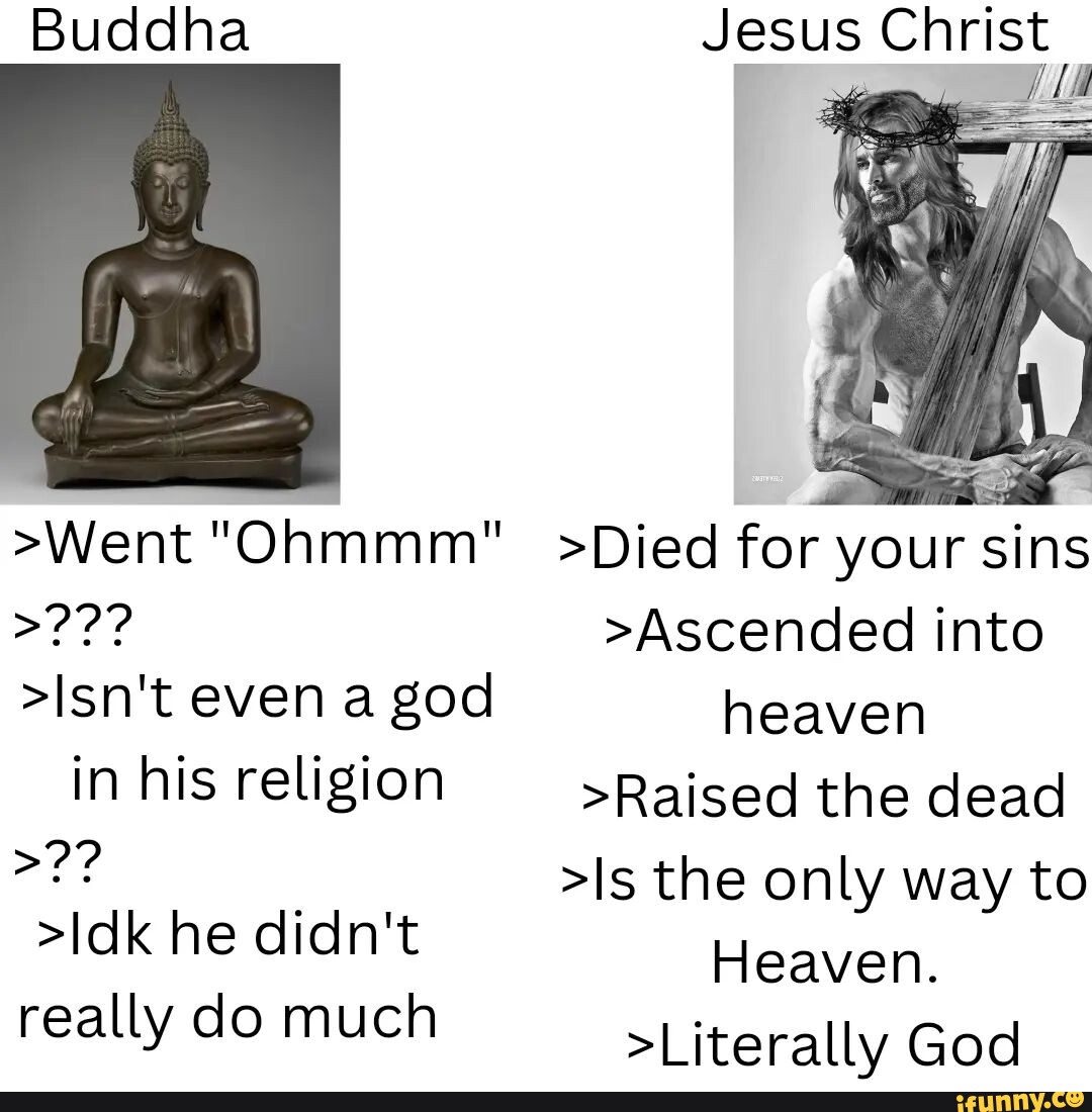 Buddha Jesus Christ >Went "Ohmmm" >Died For Your Sins >Ascended Into ...