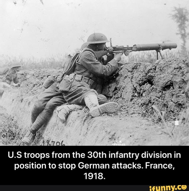 Usk
ARTO
U.S troops from the 30th infantry division in
position to stop German attacks. France,
1918. - U.S troops from the 30th infantry division in position to stop German attacks. France, 1918.