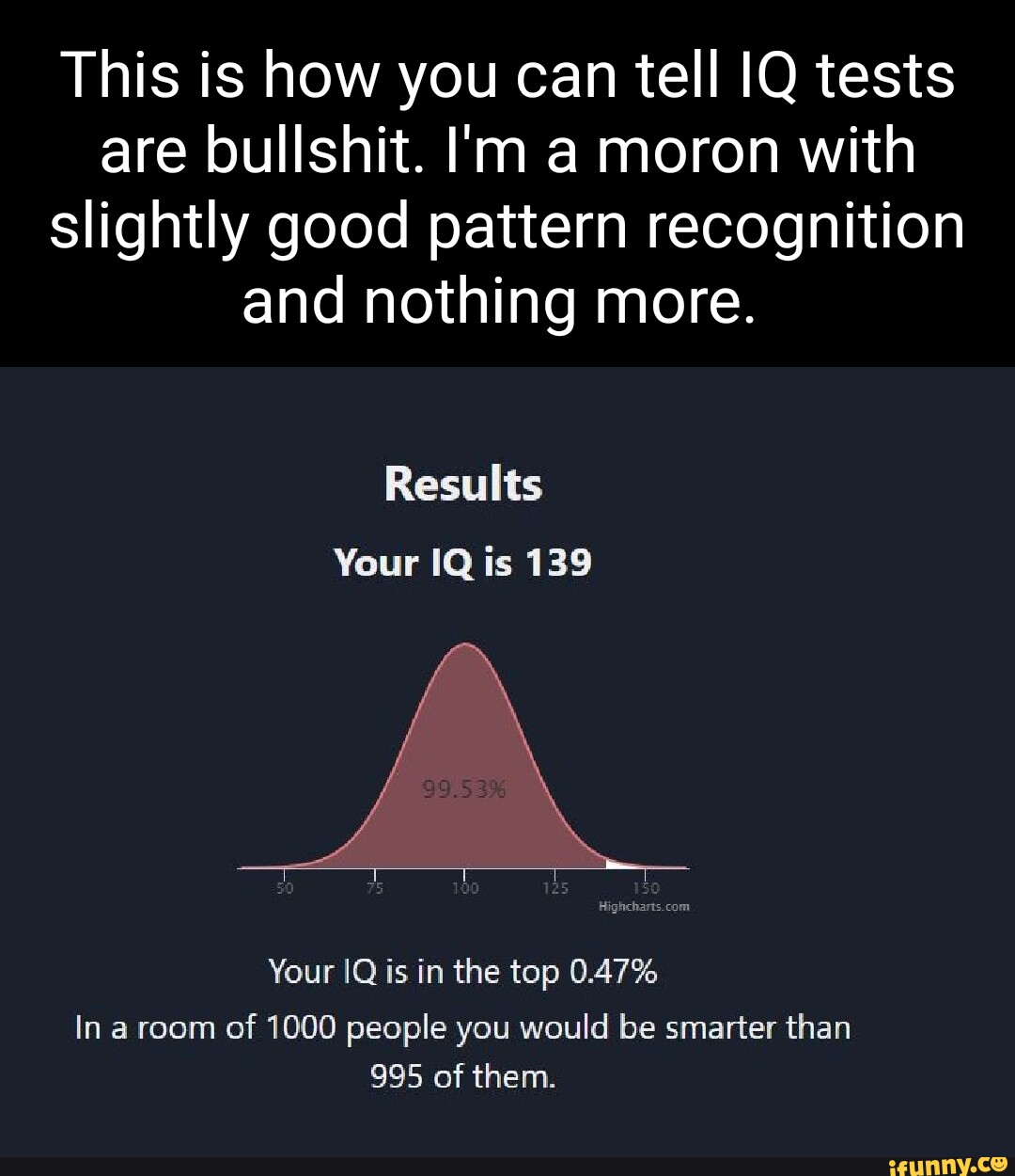 This is how you can tell IQ tests are bullshit. I'm a moron with ...