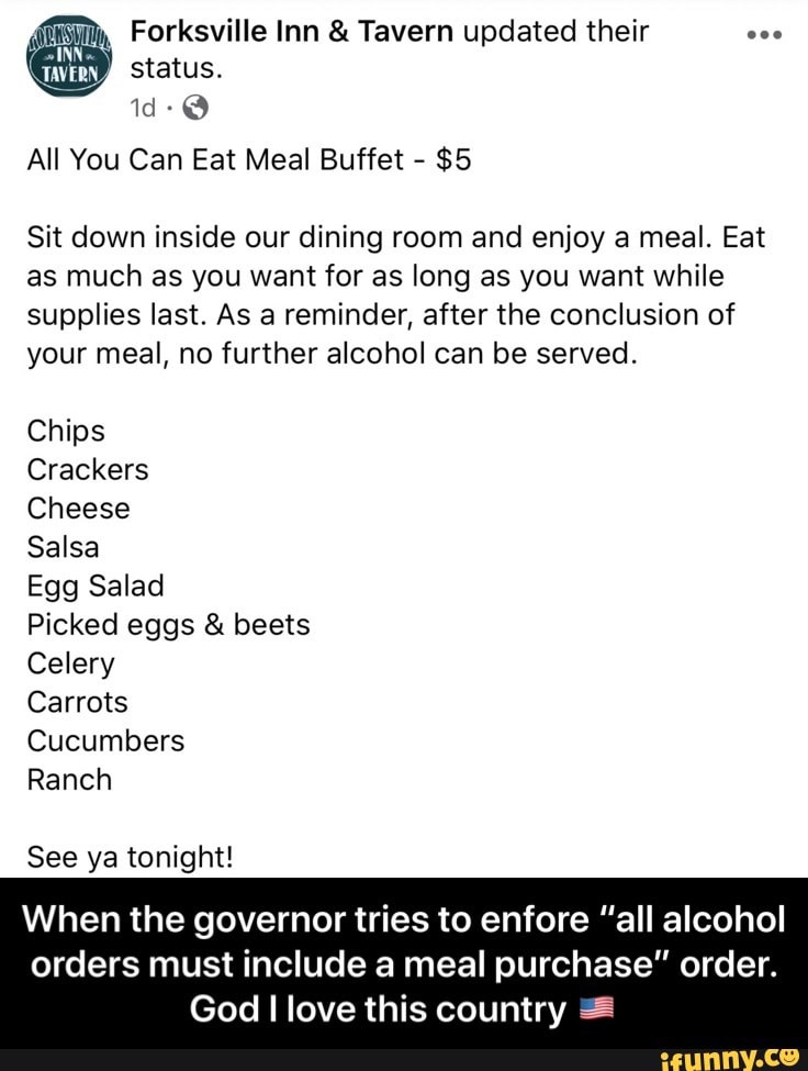 Forksville Inn Tavern updated their All You Can Eat Meal Buffet Sit