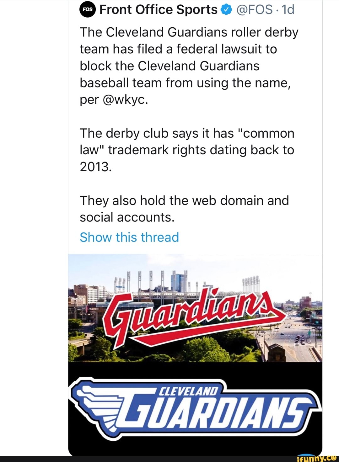 Front Office Sports FOS The Cleveland Guardians roller derby team