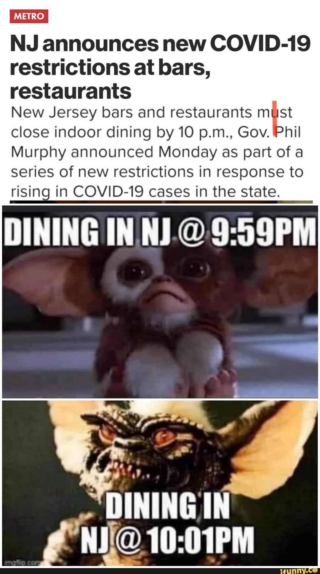 NJ announces new COVID19 restrictions at bars, restaurants New Jersey