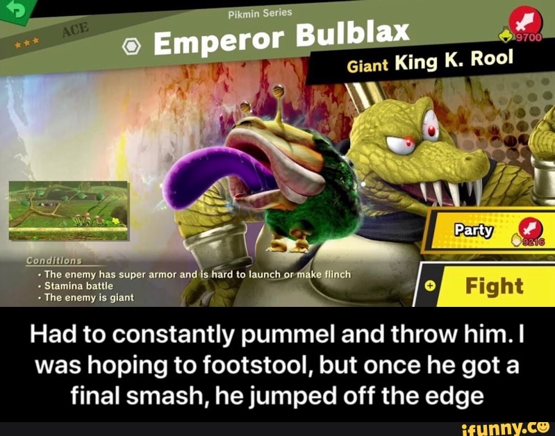 Pikmin Series Emperor Bulblax Giant King K. Rool Party br) fonditions