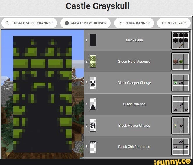 TOGGLE Castle Grayskull CREATE NEW BANNER REMIX BANNER Green Field ...