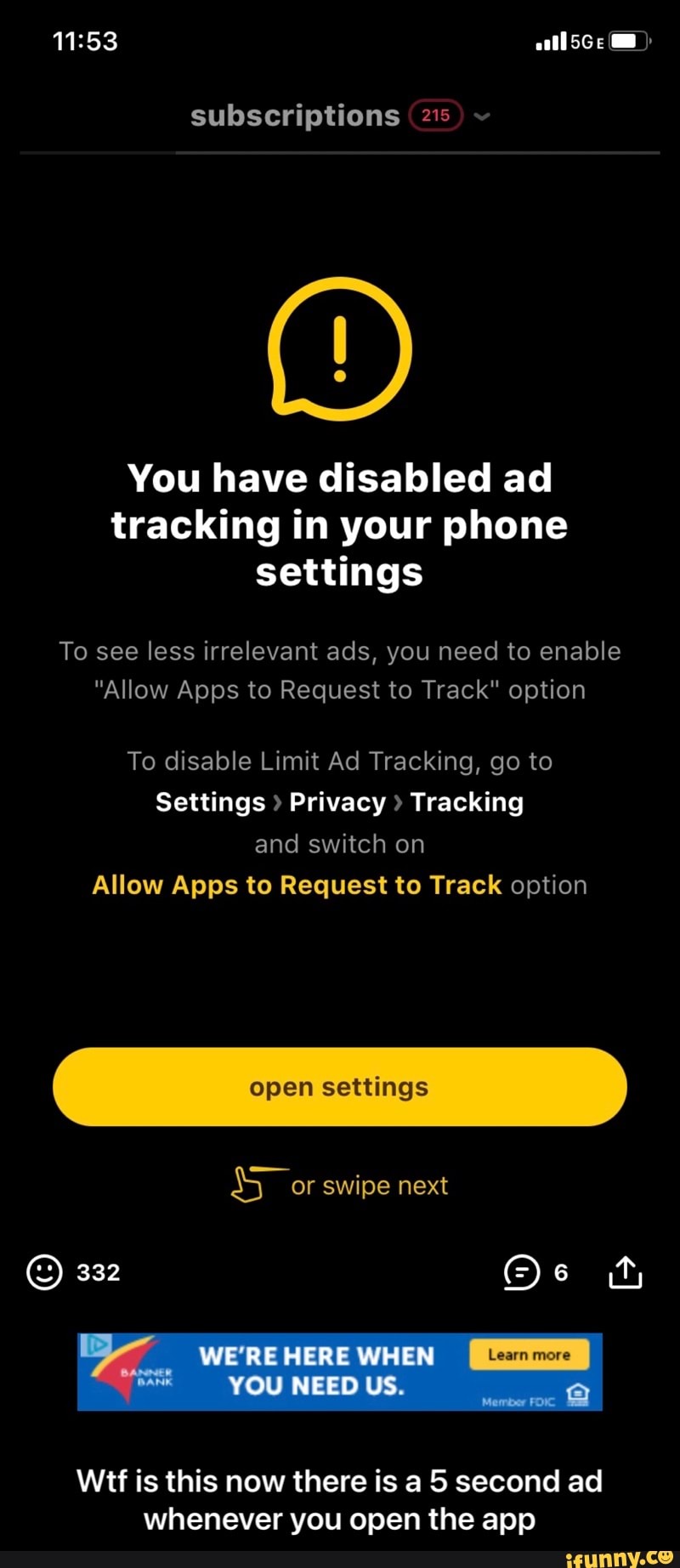 Subscriptions (215 You have disabled ad tracking in your ...