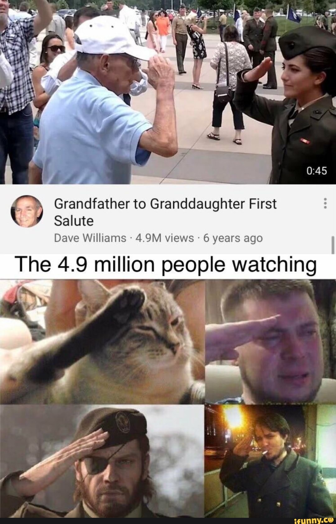 Grandfather to Granddaughter First
Salute
Dave Williams 6 years ago
The 4.9 million people watching