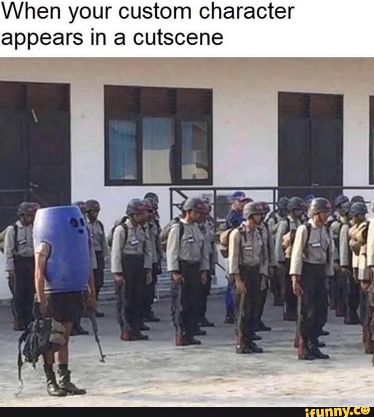 When your custom character
appears in a cutscene