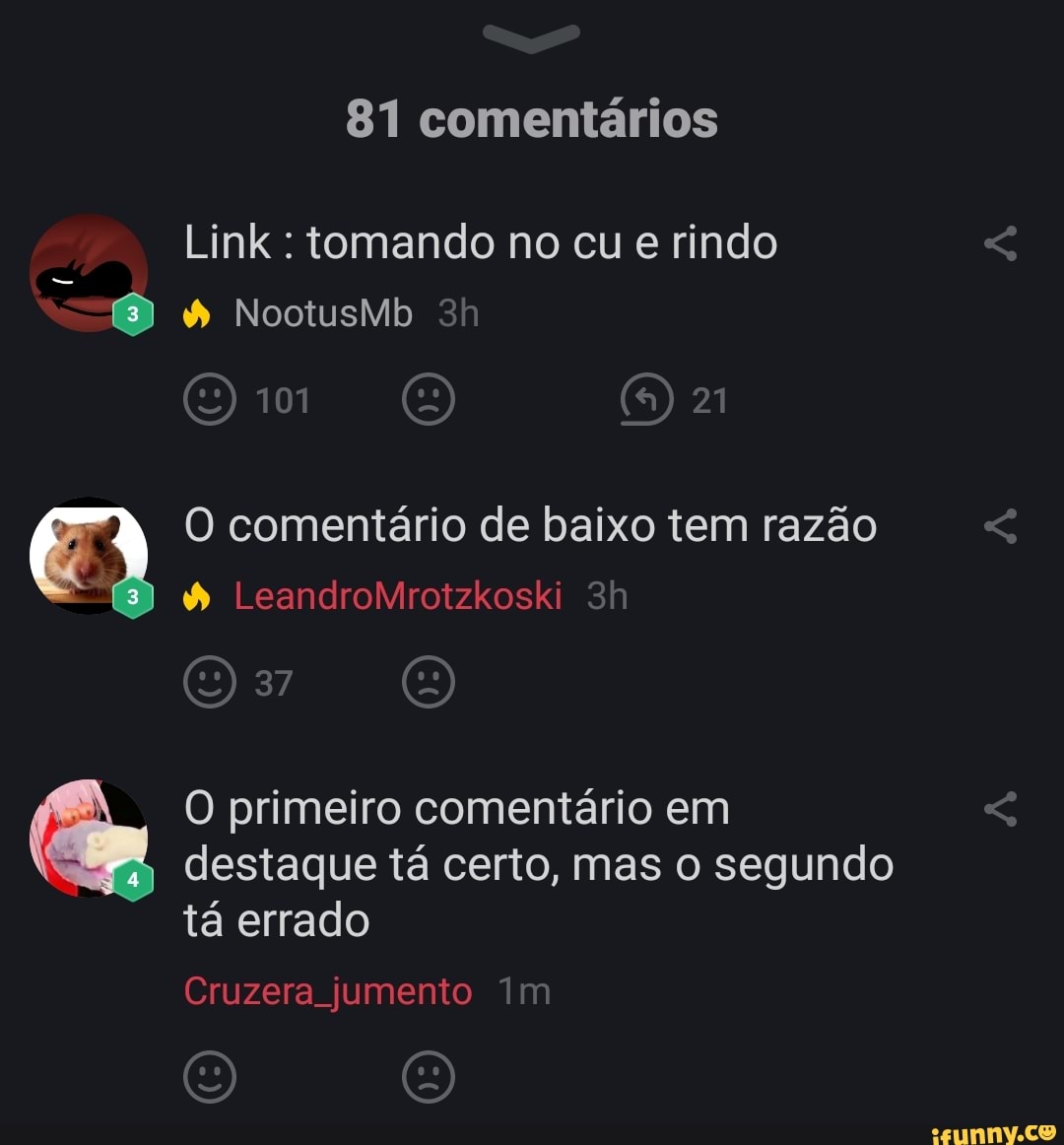 81 comentários Link : tomando no cu e rindo . ch NootusMb O comentário ...