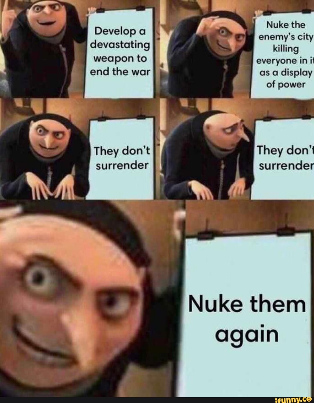 memes on X: Gru is really using pp power.