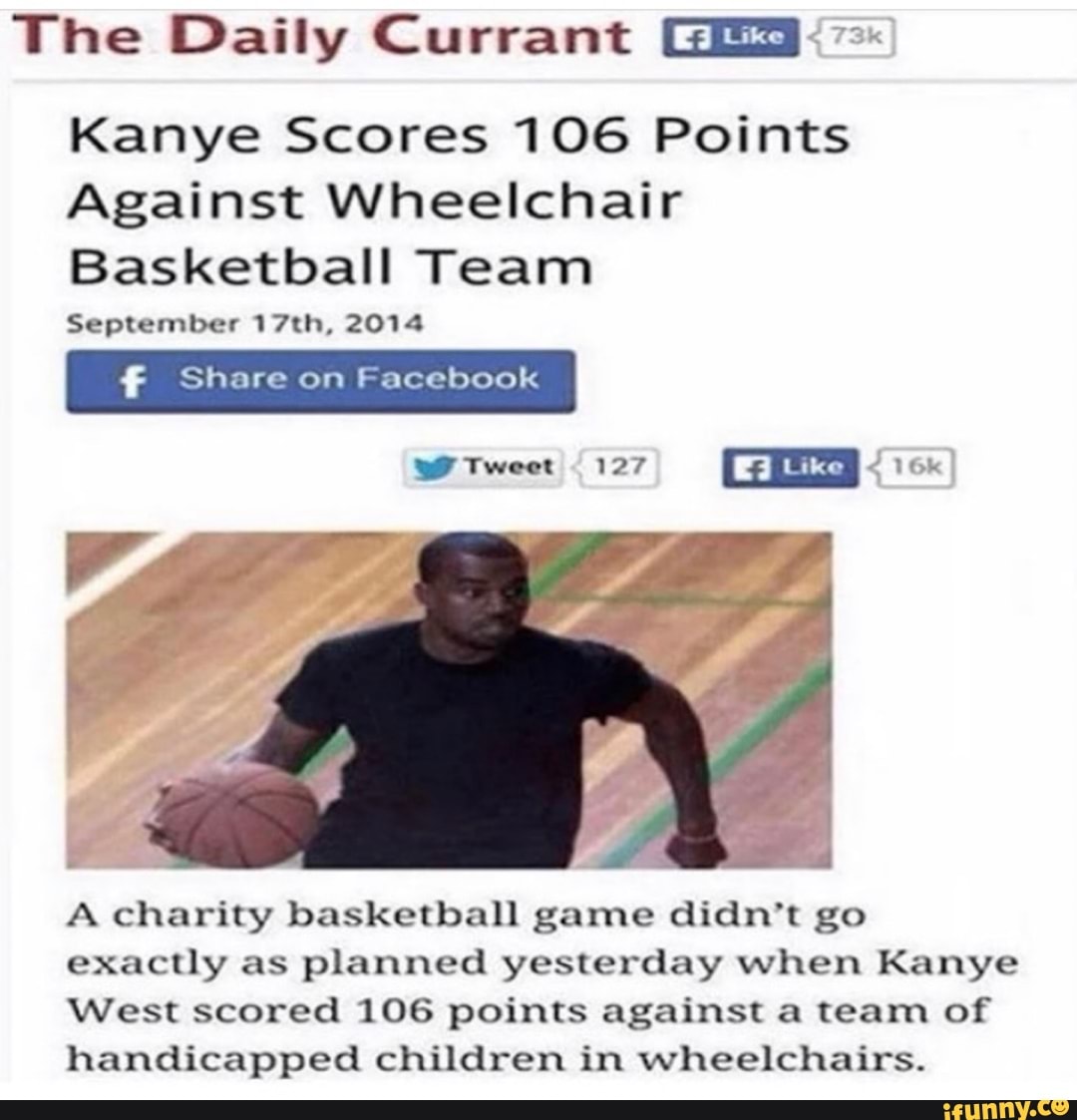 The Daily Currant Kanye Scores 106 Points Against Wheelchair Basketball 