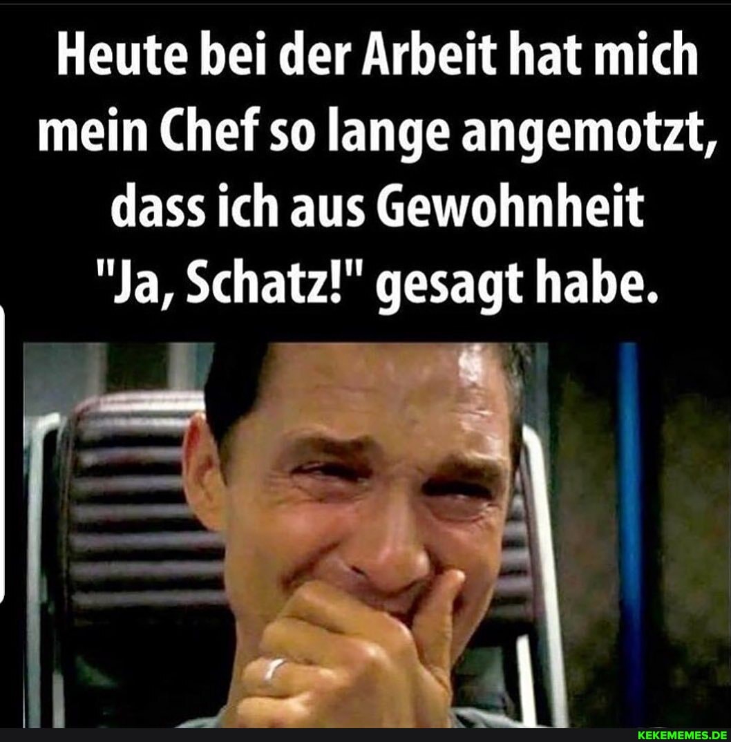Heute bei der Arbeit hat mich mein Chef so lange angemotzt,
dass ich aus Gewohnheit
"Ja, Schatz!" gesagt habe.