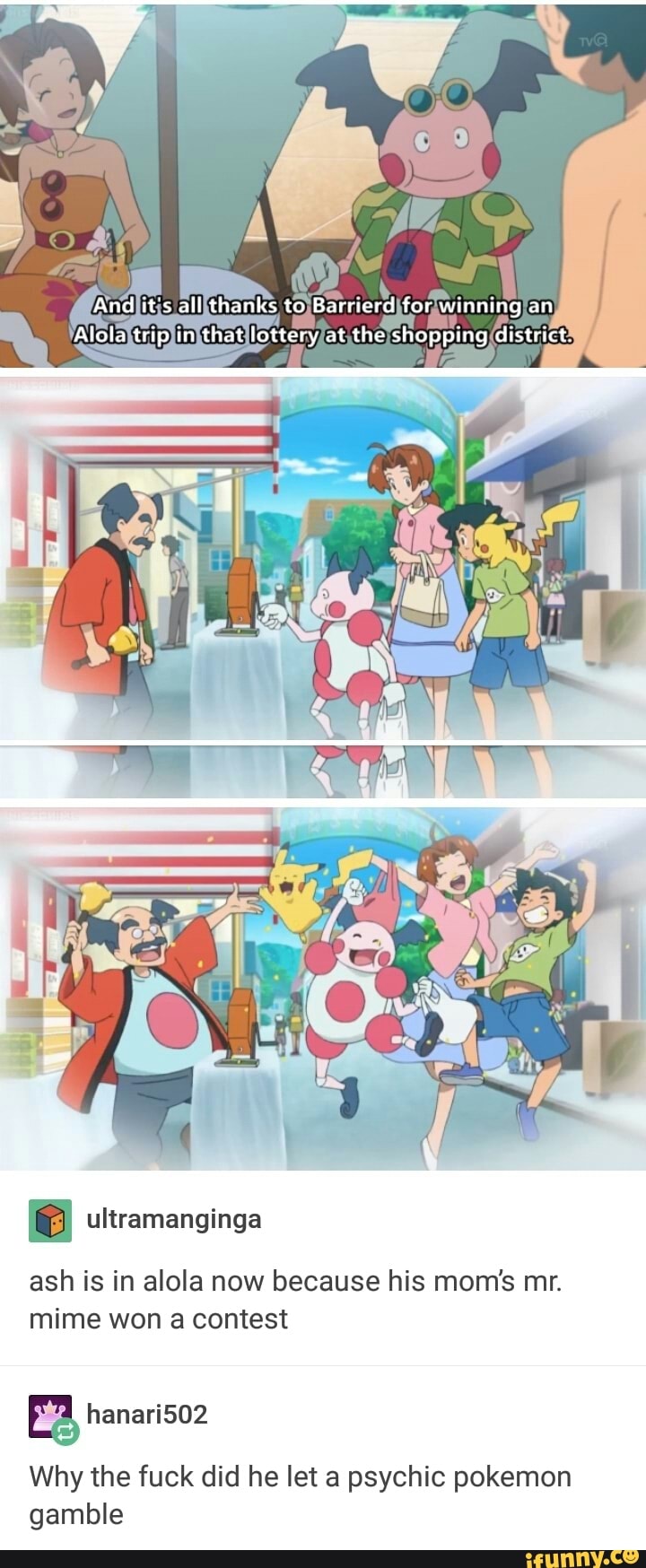 ash is in alola now because his mom's mr. Prev. 