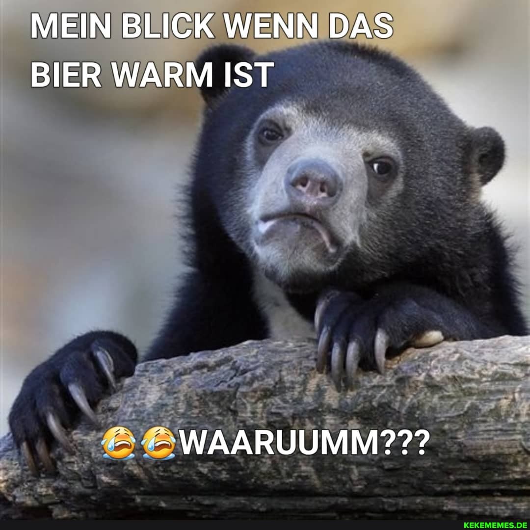 MEIN BLICK WENN DAS BIER WARM IST
WAARUUMM???