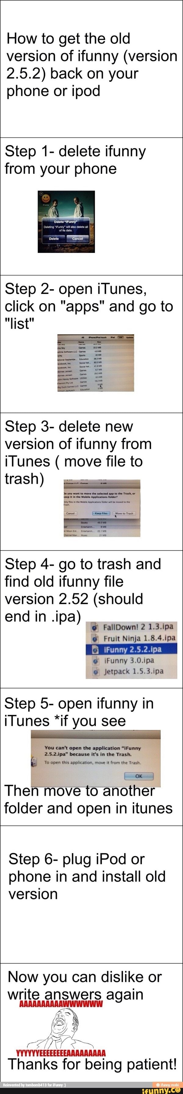 How to get the old version of ifunny (version 2.5.2) back on your phone