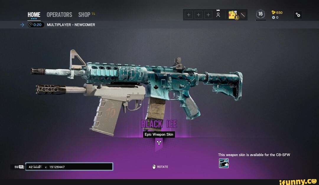 16 650 00 Home Operators Shop 0 Multiplayer Newcomer Ad Epic Weapon Skin This Weapon Skin Is Available For The C8 Sfw 42indal V Rotate Ifunny