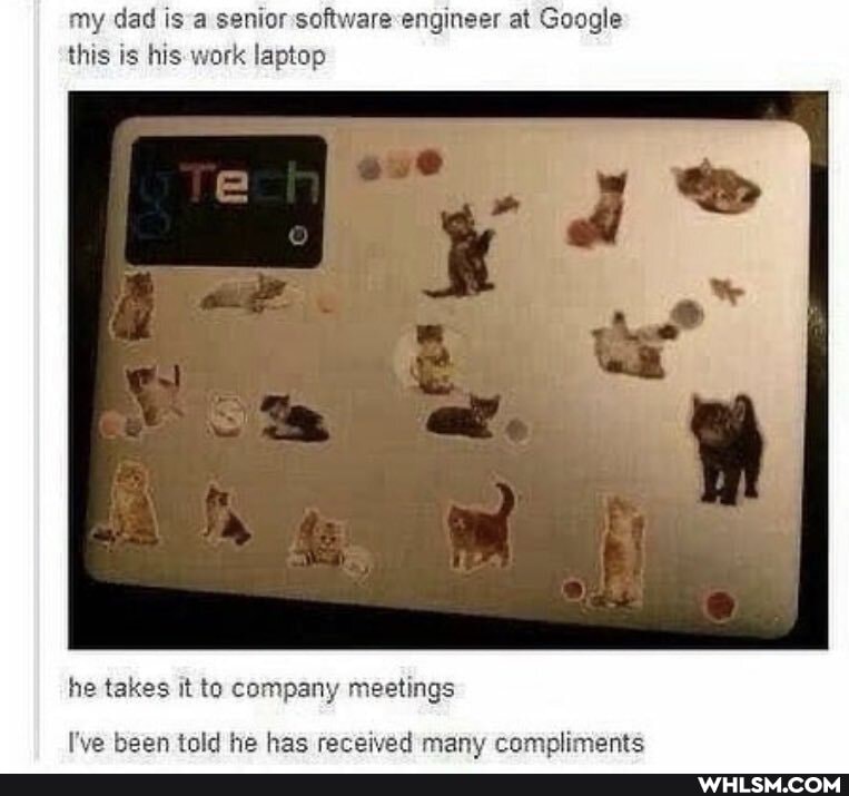 my dad is a senior software engineer at Google this is his work laptop
he takes it to company meetings