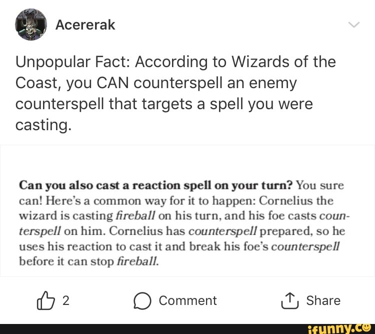 Unpopular Fact According to Wizards of the Coast, you CAN counterspell