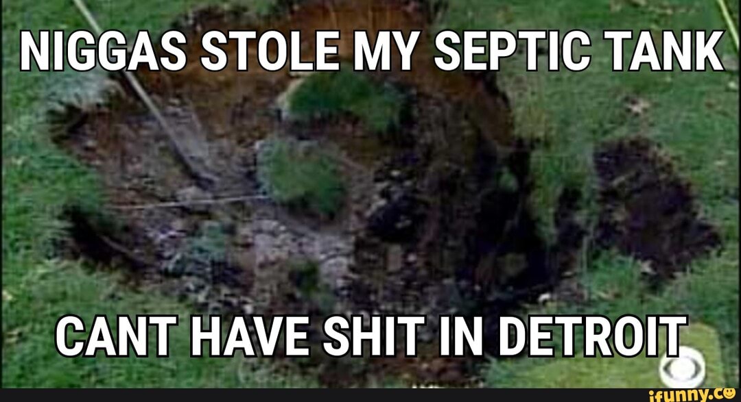 NIGGAS STOLE MY SEPTIC
TANK)
CANT HAVE SHIT IN
DETROIT